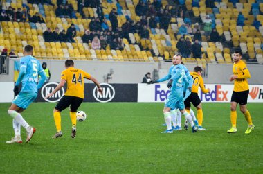 Lviv, Ukrayna - 28 Kasım 2019: Alexandria (Ukrayna) ile Wolfsburg (Almanya) arasındaki Uefa Avrupa Ligi maçı sırasında futbolcu
