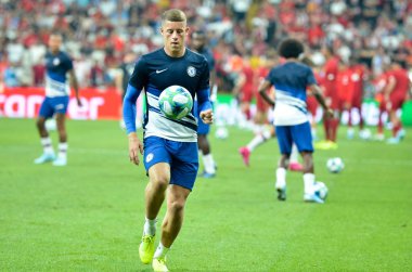 Istanbul, Turkey - August 14, 2019:  Ross Barkley during the UEFA Super Cup Finals match between Liverpool and Chelsea in Vodafon Arena stadium, Turkey