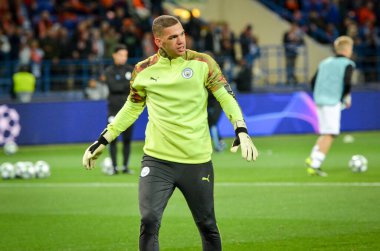 KHARKIV, UKRAINE - September 18, 2019: Ederson player during the UEFA Champions League match between Shakhtar Donetsk vs Manchester City (England), Ukraine