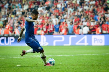 Istanbul, Turkey - August 14, 2019: Emerson player during the UEFA Super Cup Finals match between Liverpool and Chelsea at Vodafone Park in Vodafone Arena, Turkey