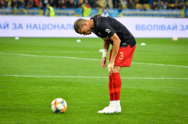 Kyiv, Ukrayna - 14 Ekim 2019: Uefa Euro 2020 ön eleme maçında Ukrayna milli takımı Ukrayna milli takımı Ukrayna ile oynanan karşılaşmada Pepe oyuncusu