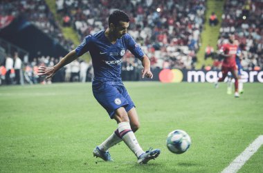 Istanbul, Turkey - August 14, 2019: Pedro player during the UEFA Super Cup Finals match between Liverpool and Chelsea at Vodafone Park in Vodafone Arena, Turkey