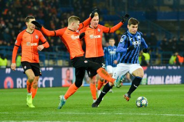 KHARKIV, UKRAINE - December 11, 2019:  Ruslan Malinovskyi player during the UEFA Champions League match between Shakhtar vs Atalanta Bergamasca Calcio BC (Italy), Ukraine