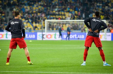 Kyiv, Ukrayna - 14 Ekim 2019: Uefa Euro 2020 ön eleme maçında Portekiz, Ukrayna ile Ukrayna arasında oynanan karşılaşmada Portekiz milli futbol takımı antrenmanı