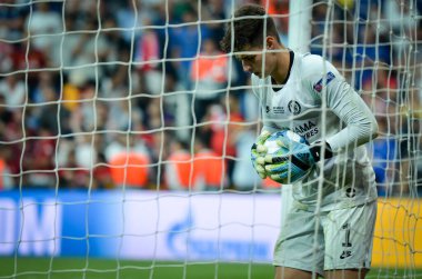 Istanbul, Turkey - August 14, 2019: Kepa Arrizabalaga during the UEFA Super Cup Finals match between Liverpool and Chelsea at Vodafone Park in Vodafone Arena, Turkey