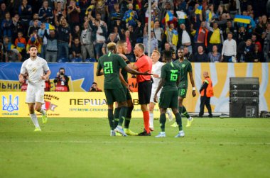 DNIPRO, UKRAINE - September 10, 2019: Football player during the friendly match between national team Ukraine against Nigeria national team, Ukraine