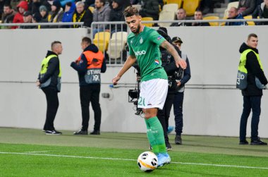 LVIV, UKRAINE - November 07, 2019: Denis Bouanga player during the UEFA Europa League match between Alexandria (Ukraine) vs AS Saint Etienne (France), Ukraine