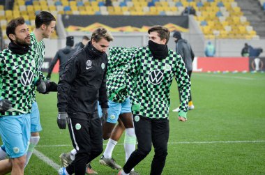 Lviv, Ukrayna - 28 Kasım 2019: Wolfsburg Futbolcusu Uefa Avrupa Ligi (Ukrayna) - Wolfsburg (Almanya), Ukrayna