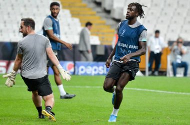 İstanbul, Türkiye - 14 Ağustos 2019: Uefa Süper Kupası Finalleri öncesinde Vodafone Arena, Türkiye 'deki Vodafone Park' ta Liverpool ile Chelsea arasında oynanan Divock Origi