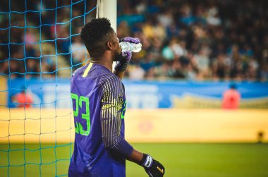 DNIPRO, UKRAINE - September 10, 2019: Francis Uzoho player during the friendly match between national team Ukraine against Nigeria national team, Ukraine