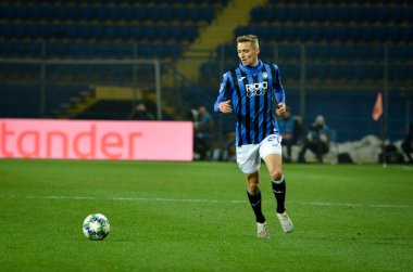 KHARKIV, UKRAINE - December 11, 2019: Timothy Castagne player during the UEFA Champions League match between Shakhtar vs Atalanta Bergamasca Calcio BC (Italy), Ukraine