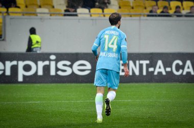 Lviv, Ukrayna - 28 Kasım 2019: Alexandria (Ukrayna) ile Wolfsburg (Almanya), Ukrayna arasındaki Uefa Avrupa Ligi karşılaşmasında Admir Mehmedi oyuncusu