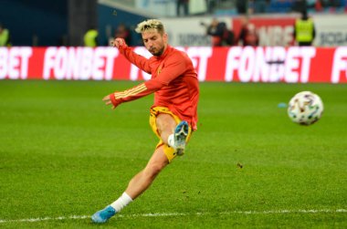 SAINT-PETERSBURG, RUSSIA - November 16, 2019: Dries Mertens and Belgium national football team training session during UEFA EURO 2020 qualifying match between Russia against Belgium, Russia