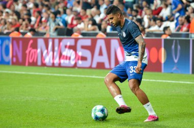 Istanbul, Turkey - August 14, 2019:  Emerson player during the UEFA Super Cup Finals match between Liverpool and Chelsea in Vodafone Arena stadium, Turkey