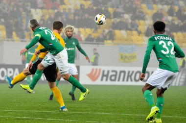 LVIV, UKRAINE - November 07, 2019: Loic Perrin player during the UEFA Europa League match between Alexandria (Ukraine) vs AS Saint Etienne (France), Ukraine