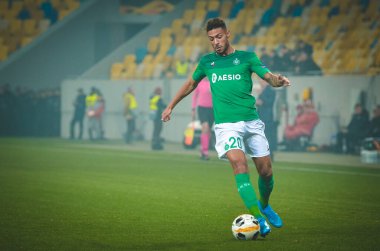 LVIV, UKRAINE - November 07, 2019: Denis Bouanga player during the UEFA Europa League match between Alexandria (Ukraine) vs AS Saint Etienne (France), Ukraine
