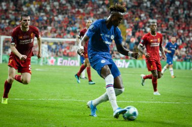 Istanbul, Turkey - August 14, 2019: Tammy Abraham player during the UEFA Super Cup Finals match between Liverpool and Chelsea at Vodafone Park in Vodafone Arena, Turkey