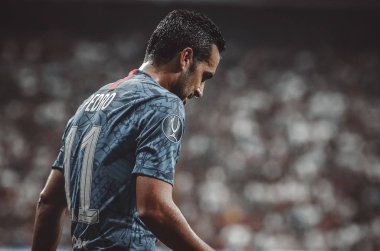Istanbul, Turkey - August 14, 2019: Pedro player during the UEFA Super Cup Finals match between Liverpool and Chelsea at Vodafone Park in Vodafone Arena, Turkey