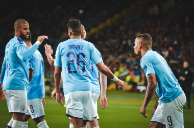 KHARKIV, UKRAINE - September 18, 2019: Football player during the UEFA Champions League match between Shakhtar Donetsk vs Manchester City (England), Ukraine