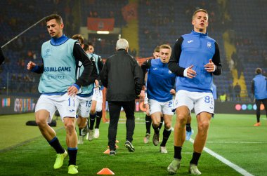 KHARKIV, UKRAINE - December 11, 2019: Remo Freuler and  Mario Pasalic during the UEFA Champions League match between Shakhtar vs Atalanta Bergamasca Calcio BC (Italy), Ukraine