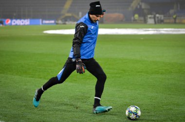 KHARKIV, UKRAINE - December 11, 2019: Football players during the UEFA Champions League match between Shakhtar vs Atalanta Bergamasca Calcio BC (Italy), Ukraine