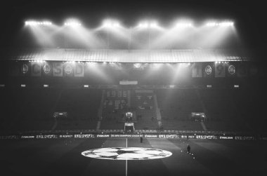 KHARKIV, UKRAINE - December 11, 2019: General view of the stadium close-up during the UEFA Champions League match between Shakhtar vs Atalanta (Italy), Ukraine