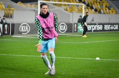 Lviv, Ukrayna - 28 Kasım 2019: Uefa Avrupa Ligi karşılaşması sırasında Alexandria Wolfsburg (Almanya) ile Ukrayna arasındaki Wout Weghorst