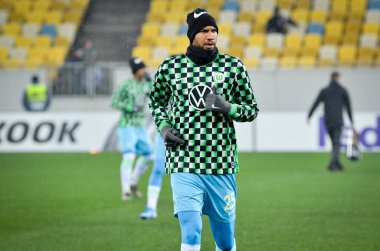 Lviv, Ukrayna - 28 Kasım 2019: John Anthony Brooks Uefa Avrupa Ligi karşılaşması sırasında Alexander Wolfsburg (Almanya), Ukrayna