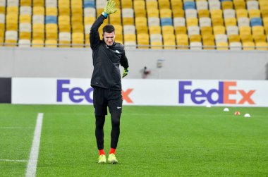 Lviv, Ukrayna - 28 Kasım 2019: Alexandria (Ukrayna) ile Wolfsburg (Almanya), Ukrayna arasındaki Uefa Avrupa Ligi maçı sırasında Pavao Pervan oyuncusu