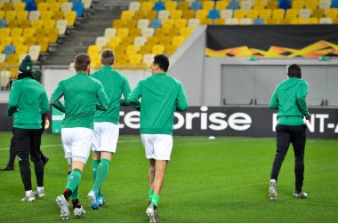 LVIV, UKRAINE - November 07, 2019:  AS Saint Etienne training session during the UEFA Europa League match between Alexandria (Ukraine) vs AS Saint Etienne (France), Ukraine