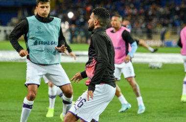 KHARKIV, UKRAINE - September 18, 2019: Riyad Mahrez player during the UEFA Champions League match between Shakhtar Donetsk vs Manchester City (England), Ukraine