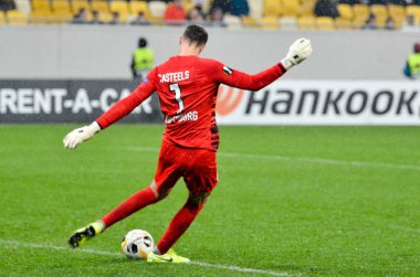 Lviv, Ukrayna - 28 Kasım 2019: Uefa Avrupa Ligi (Ukrayna) - Wolfsburg (Almanya), Ukrayna