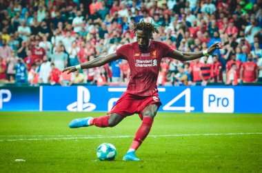 Istanbul, Turkey - August 14, 2019: Tammy Abraham player during the UEFA Super Cup Finals match between Liverpool and Chelsea at Vodafone Park in Vodafone Arena, Turkey