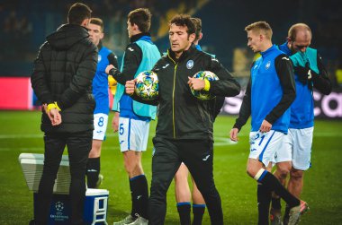 KHARKIV, UKRAINE - December 11, 2019: Training session Atalanta BC player Cduring the UEFA Champions League match between Shakhtar vs Atalanta Bergamasca Calcio BC (Italy), Ukraine