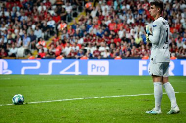 Istanbul, Turkey - August 14, 2019:  Kepa Arrizabalaga during the UEFA Super Cup Finals match between Liverpool and Chelsea at Vodafone Park in Vodafone Arena, Turkey
