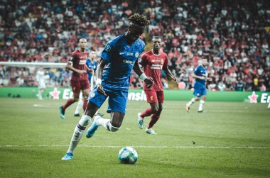 Istanbul, Turkey - August 14, 2019: Tammy Abraham player during the UEFA Super Cup Finals match between Liverpool and Chelsea at Vodafone Park in Vodafone Arena, Turkey