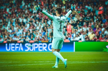 Istanbul, Turkey - August 14, 2019: Kepa Arrizabalaga during the UEFA Super Cup Finals match between Liverpool and Chelsea at Vodafone Park in Vodafone Arena, Turkey