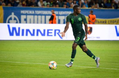 DNIPRO, UKRAINE - September 10, 2019: Jamilu Collins player during the friendly match between national team Ukraine against Nigeria national team, Ukraine