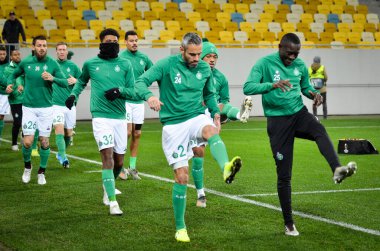 LVIV, UKRAINE - November 07, 2019:  AS Saint Etienne training session during the UEFA Europa League match between Alexandria (Ukraine) vs AS Saint Etienne (France), Ukraine