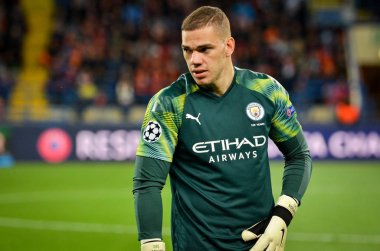 KHARKIV, UKRAINE - September 18, 2019: Ederson player during the UEFA Champions League match between Shakhtar Donetsk vs Manchester City (England), Ukraine