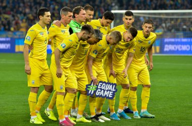 Kyiv, Ukrayna - 14 Ekim 2019: Uefa Euro 2020 ön eleme karşılaşması sırasında Ukrayna milli takımının Portekiz, Ukrayna ile karşılaşması