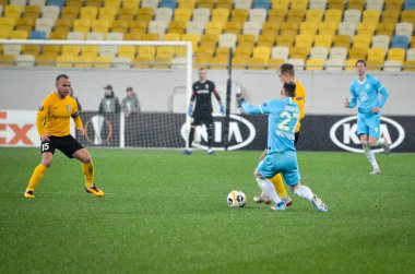 Lviv, Ukrayna - 28 Kasım 2019: Alexandria (Ukrayna) ile Wolfsburg (Almanya), Ukrayna arasındaki Uefa Avrupa Ligi karşılaşmasında Maximilian Arnold oyuncusu