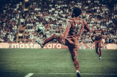 Istanbul, Turkey - August 14, 2019: Mohamed Salah player during the UEFA Super Cup Finals match between Liverpool and Chelsea at Vodafone Park in Vodafone Arena, Turkey