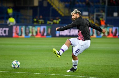 KHARKIV, UKRAINE - September 18, 2019: Sergio Aguero player during the UEFA Champions League match between Shakhtar Donetsk vs Manchester City (England), Ukraine