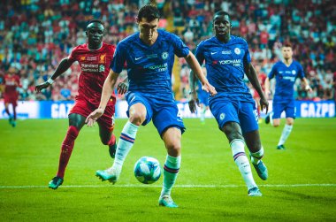 Istanbul, Turkey - August 14, 2019: Andreas Christensen during the UEFA Super Cup Finals match between Liverpool and Chelsea at Vodafone Park in Vodafone Arena, Turkey