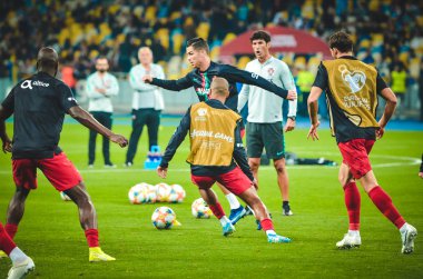 Kyiv, Ukrayna - 14 Ekim 2019: Uefa Euro 2020 ön eleme maçında Ukrayna milli takımı Ukrayna ile Ukrayna milli takımı arasında oynanan Cristiano Ronaldo