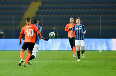 KHARKIV, UKRAINE - December 11, 2019: Football player during the UEFA Champions League match between Shakhtar vs Atalanta Bergamasca Calcio BC (Italy), Ukraine