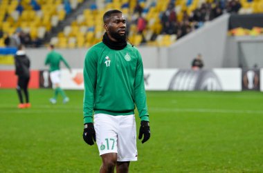 LVIV, UKRAINE - November 07, 2019: Jean-Eudes Aholou player during the UEFA Europa League match between Alexandria (Ukraine) vs AS Saint Etienne (France), Ukraine
