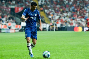 Istanbul, Turkey - August 14, 2019: Pedro player during the UEFA Super Cup Finals match between Liverpool and Chelsea at Vodafone Park in Vodafone Arena, Turkey