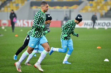 Lviv, Ukrayna - 28 Kasım 2019: Uefa Avrupa Ligi karşılaşmasında Jeffrey Bruma oyuncusunun antrenman oturumu Alexandria vs Wolfsburg (Almanya), Ukrayna